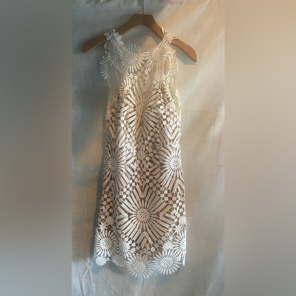 SAYLOR White Floral Crochet Mini Dress